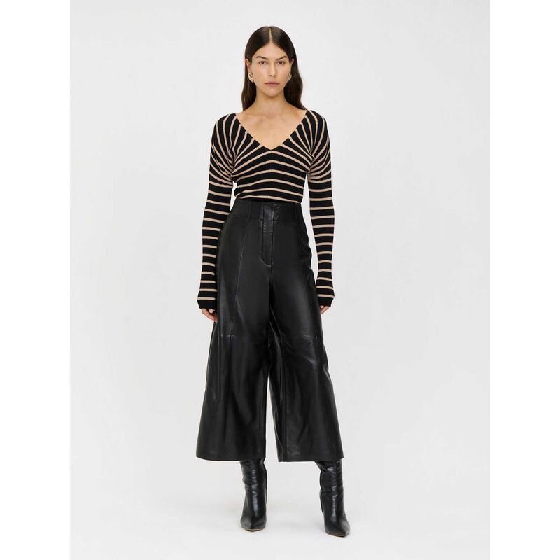 Veronika Maine Stripe V-Neck Rib Knit Top image number 2